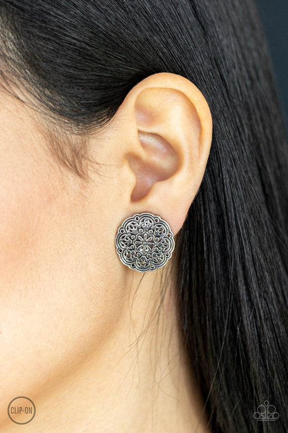 Mandala Harvest • Silver Clip-On